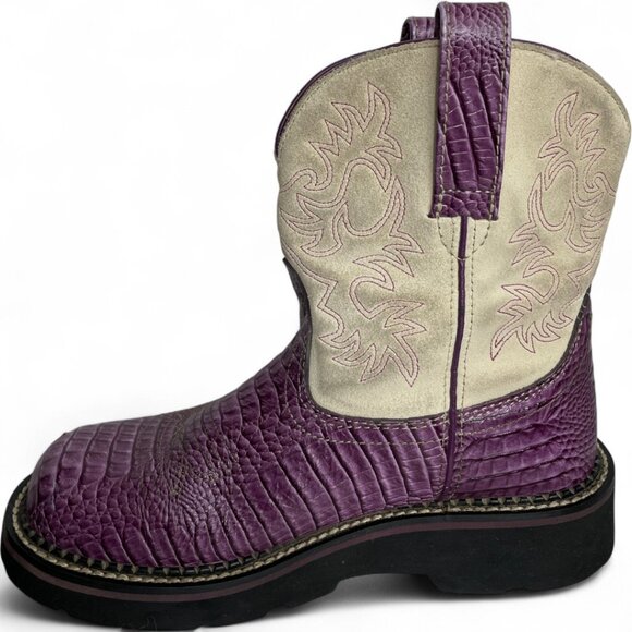 Ariat Leather Purple Ivory Fatbaby Western Cowgirl Cowboy Boots Women's 7.5 B - Picture 5 of 12